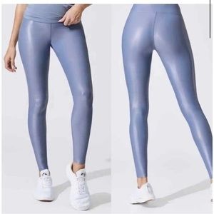 Carbon38 High Rise Takara Metallic Leggings in Baby Blue. Size Medium